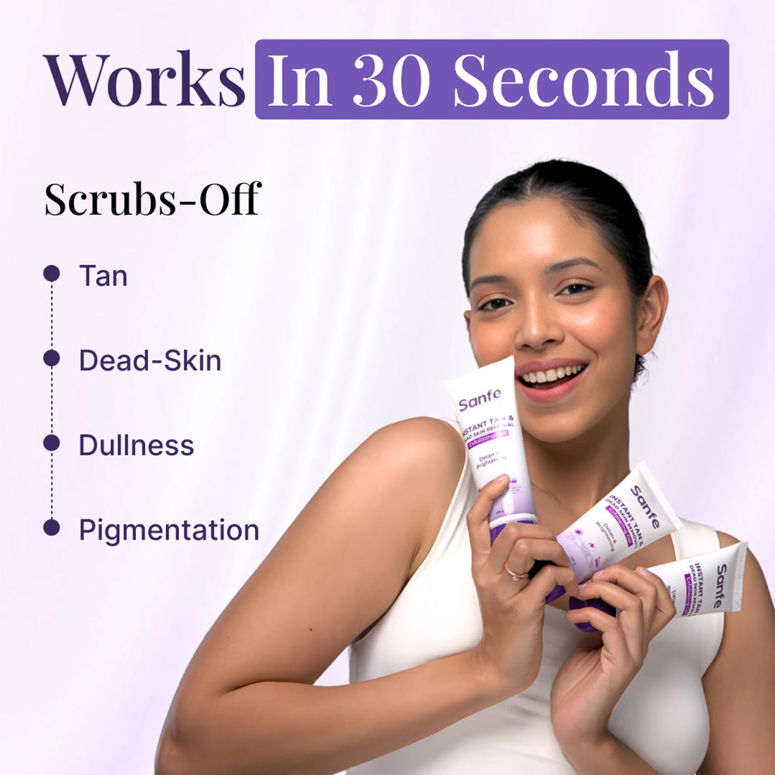Sanfe Instant Tan & Dead Skin Removal Exfoliating Gel | Tan Removal Face & Body Exfoliator for Smooth, Glowing Skin | 100g