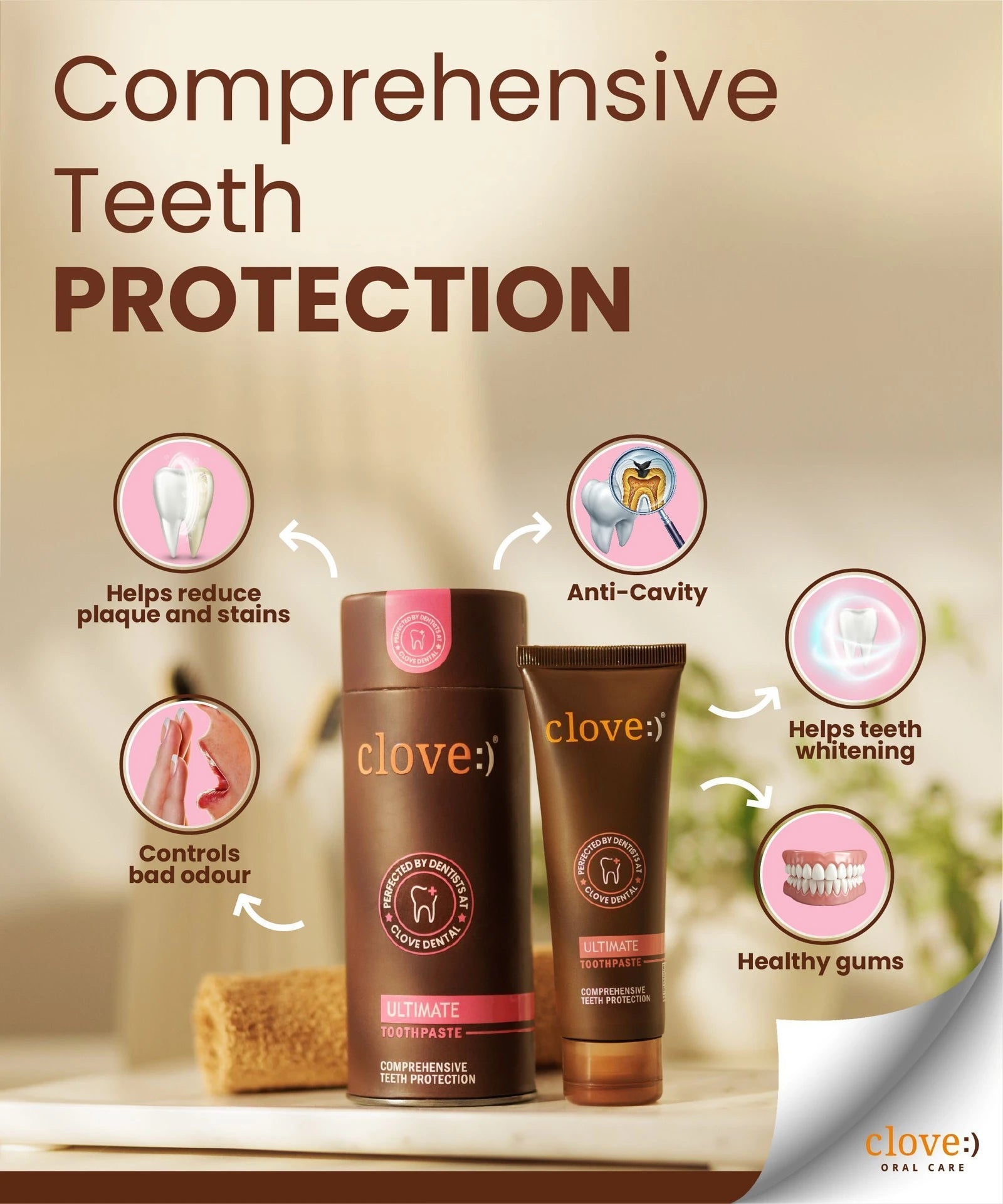 Clove Ultimate Mint Toothpaste | Anti Cavity, Teeth Whitening & Healthy Gums Toothpaste | 100g