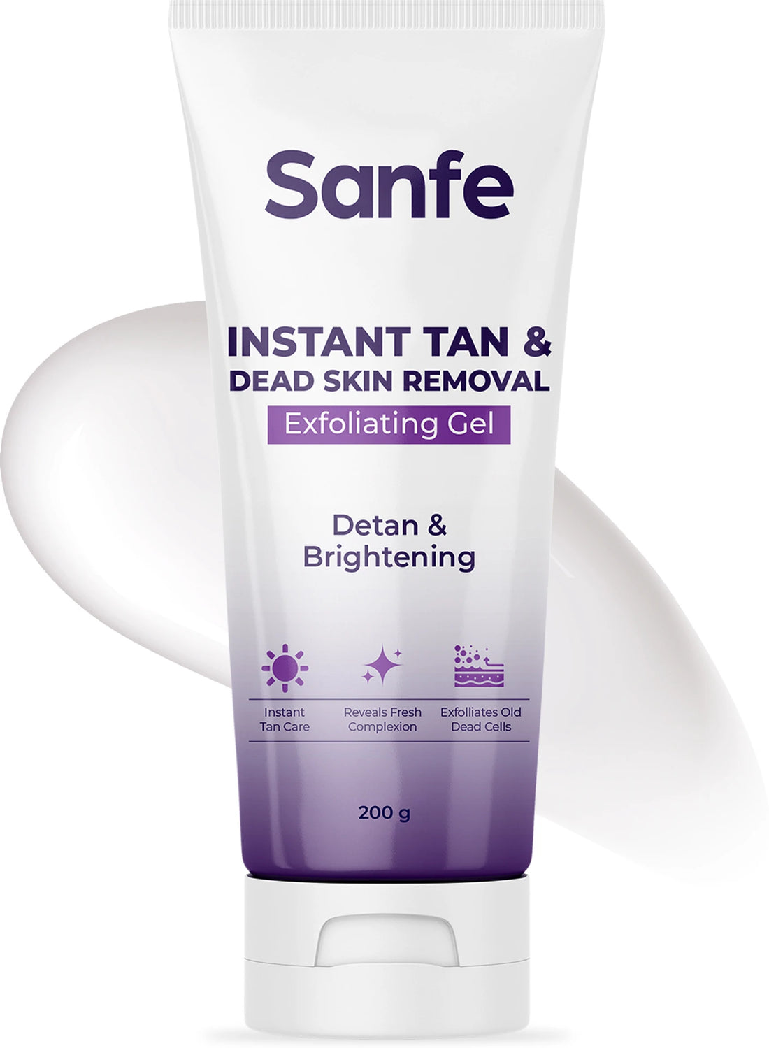 Sanfe Instant Tan & Dead Skin Removal Exfoliating Gel | Tan Removal Face & Body Exfoliator for Smooth, Glowing Skin | 100g