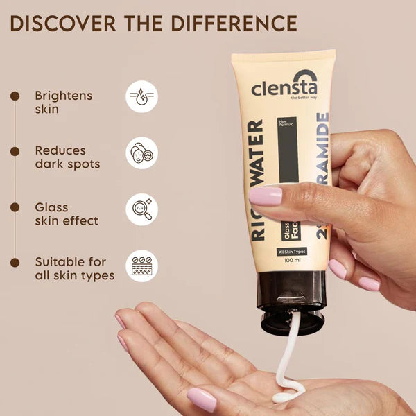 Clensta Rice Water Face Wash 2% Ceramide for Glass Skin| 100ml