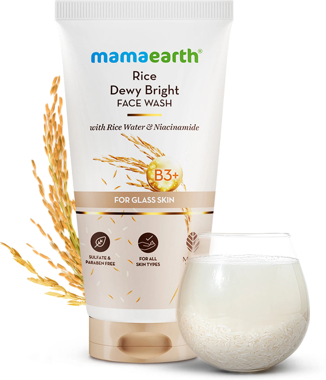 Mamaearth Rice Water & Niacinamide Face Wash | Korean Glass Skin Face Cleanser for Bright & Glowing Skin | 50ml