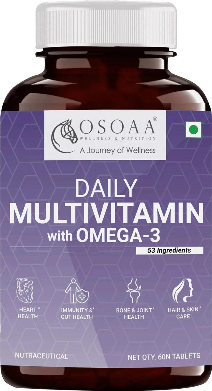 OSOAA Daily Multivitamin with vegetarian Omega 3, 53 Ingredients (60 Capsules)