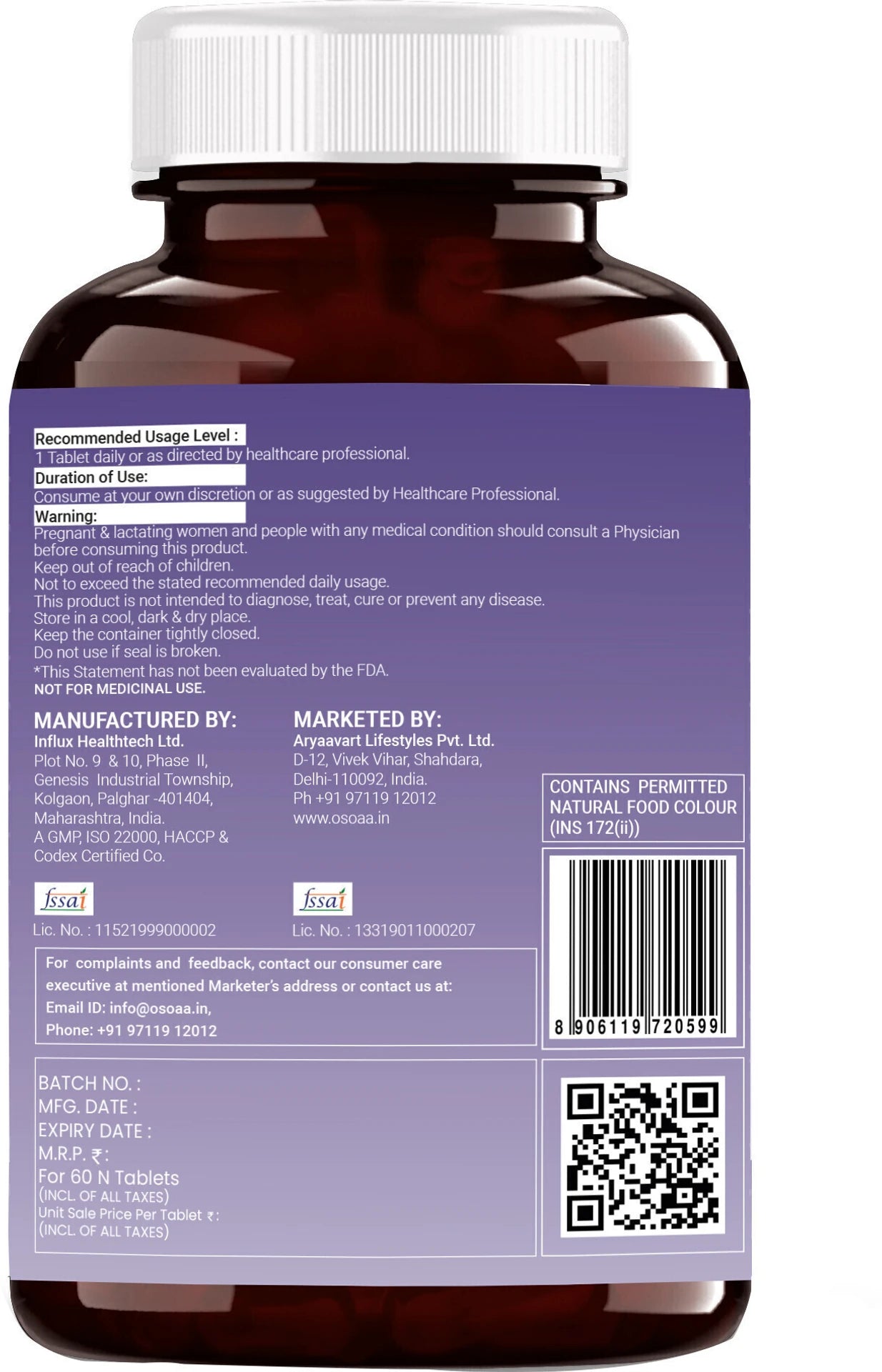 OSOAA Daily Multivitamin with vegetarian Omega 3, 53 Ingredients (60 Capsules)