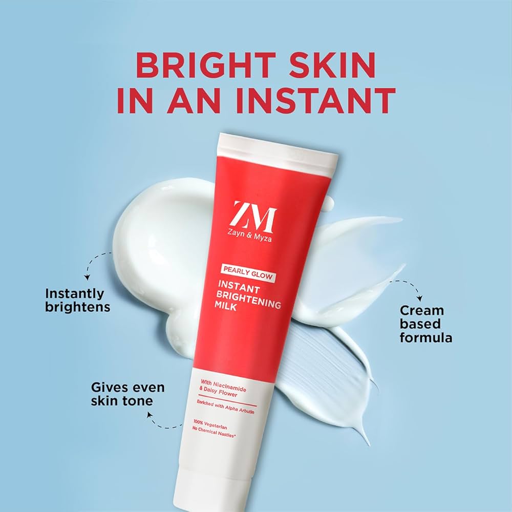ZM Zayn & Myza Pearly Glow Insta Brightening Milk Tube Cream | For