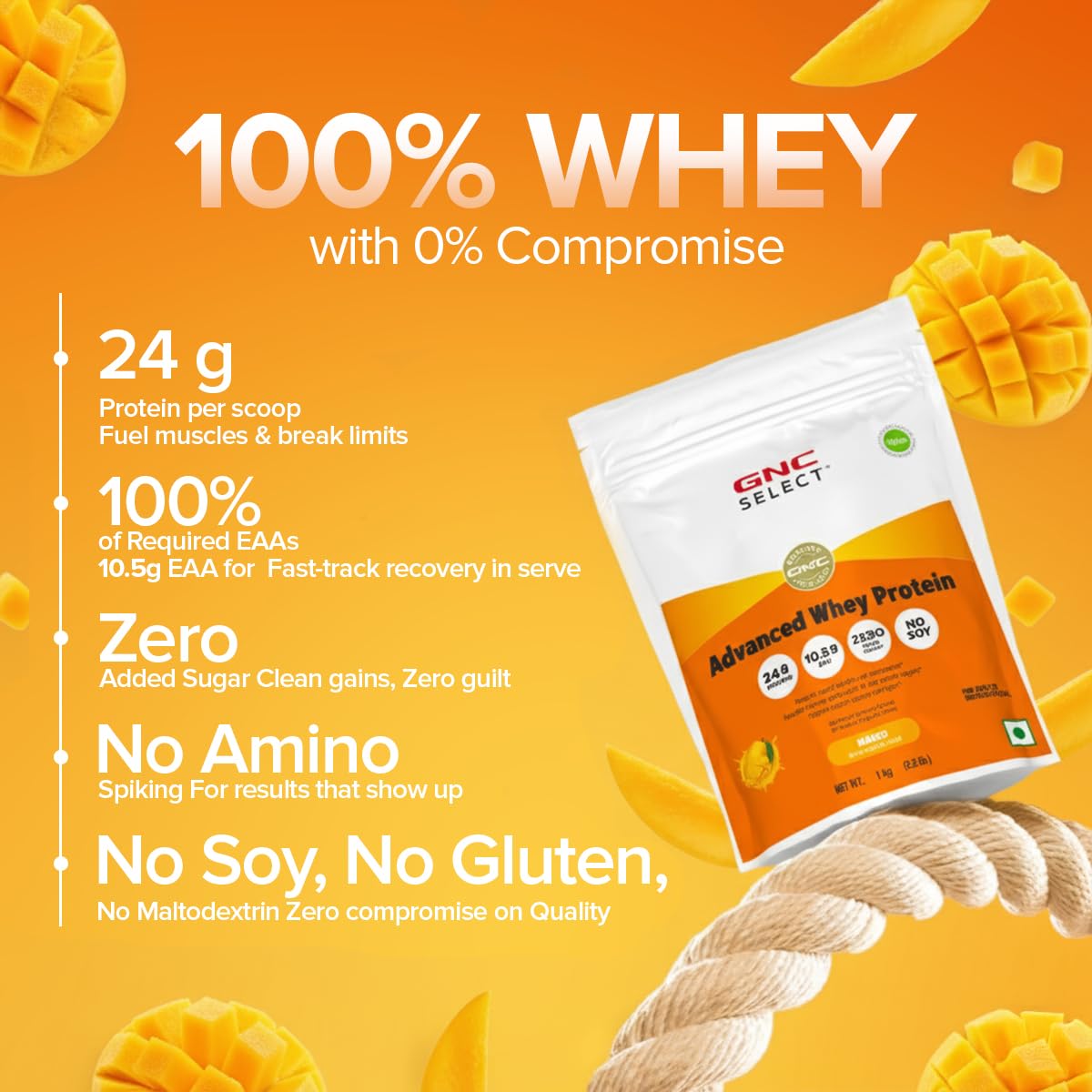 GNC Select Advanced Whey Protein – Mango (1 kg)