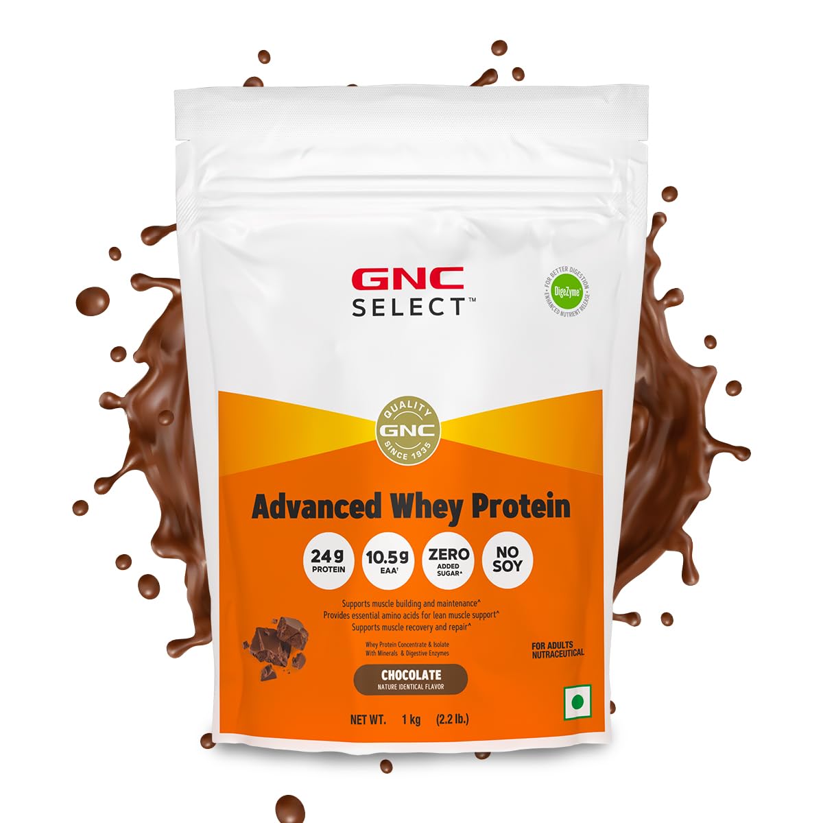 GNC Select Advanced Whey Protein Chocolate | High Protein for Muscle Growth, Strength & Recovery | 1kg