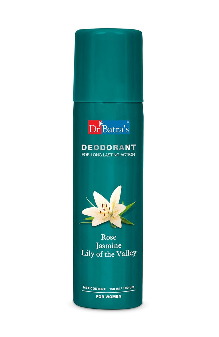 Dr Batra's Deodarant Rose, Jasmine & Lily Of The Valley, With Long Lasting Action, Mild Fragrance, Alcohol free, Best Suitabele for Women (100g)