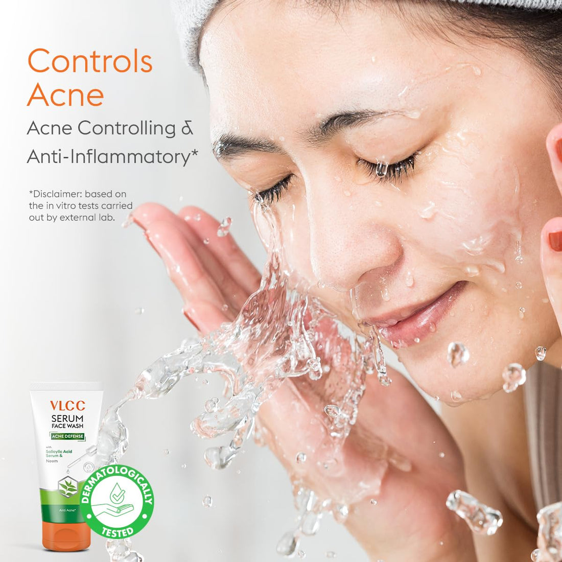 VLCC Serum Facewash - 50ml | with Salicylic Acid Serum to Unclog Pores & Neem to Prevent Acne | Dermatologically Tested | Kills 99% germs that cause acne