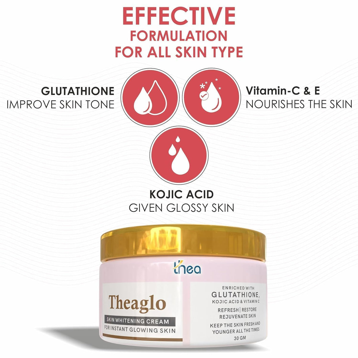 Skin Lightening Cream with Glutathione, Vitamin C & Kojic Acid (30g) – JAN  SWASTHYA VITRAN