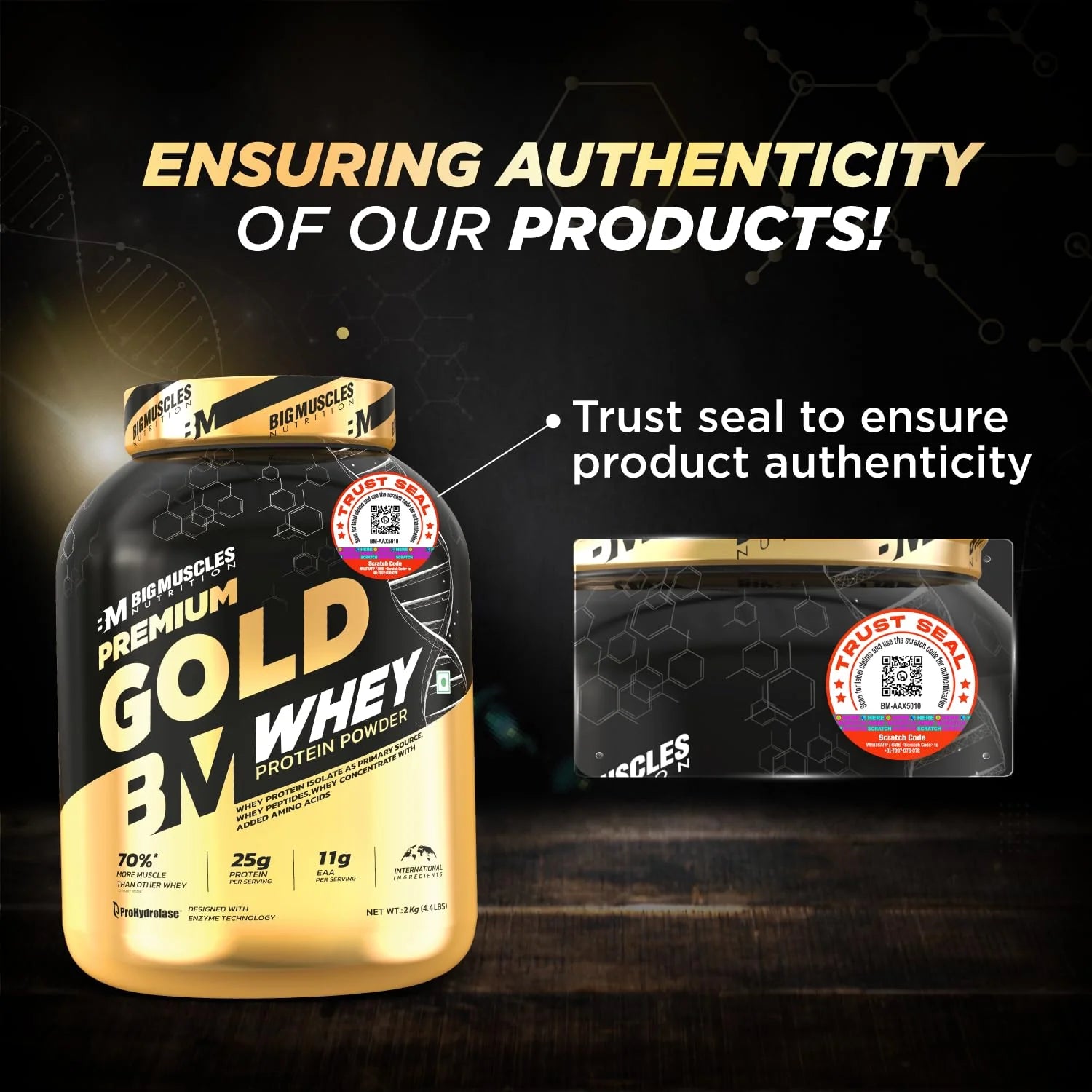 Big Muscles Premium Gold Whey Protein – Belgian Chocolate (1 kg)