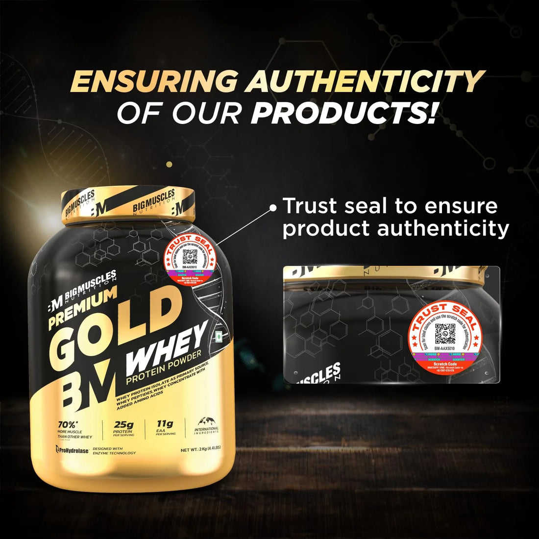 Big Muscles Premium Gold Whey Protein – Belgian Chocolate (1 kg)