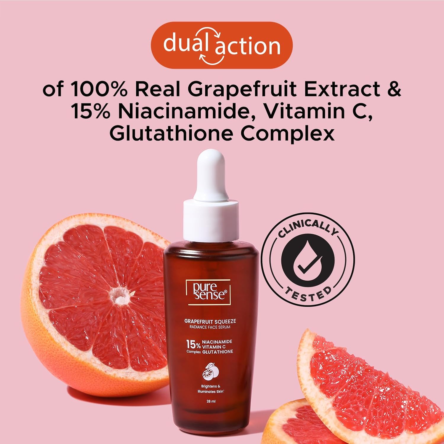 PureSense 15% Niacinamide, Vitamin C & Glutathione Radiant Face Serum with Grapefruit | 28ml