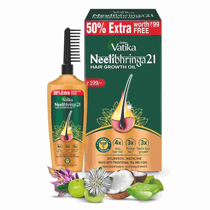 DABUR Vatika Neelibhringa 21 Hair Growth Oil With Ergnomic Comb Applicator 150ml