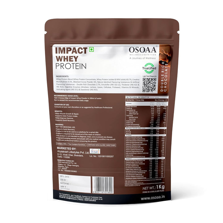 Osoaa Impact Whey Protein 1kg – Double Rich Chocolate