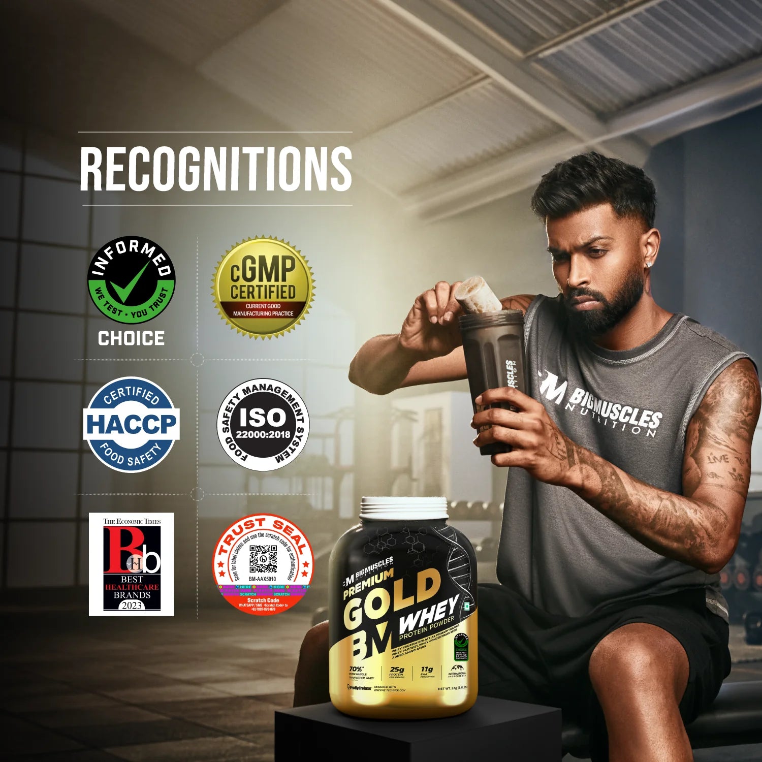Big Muscles Premium Gold Whey Protein – Belgian Chocolate (1 kg)