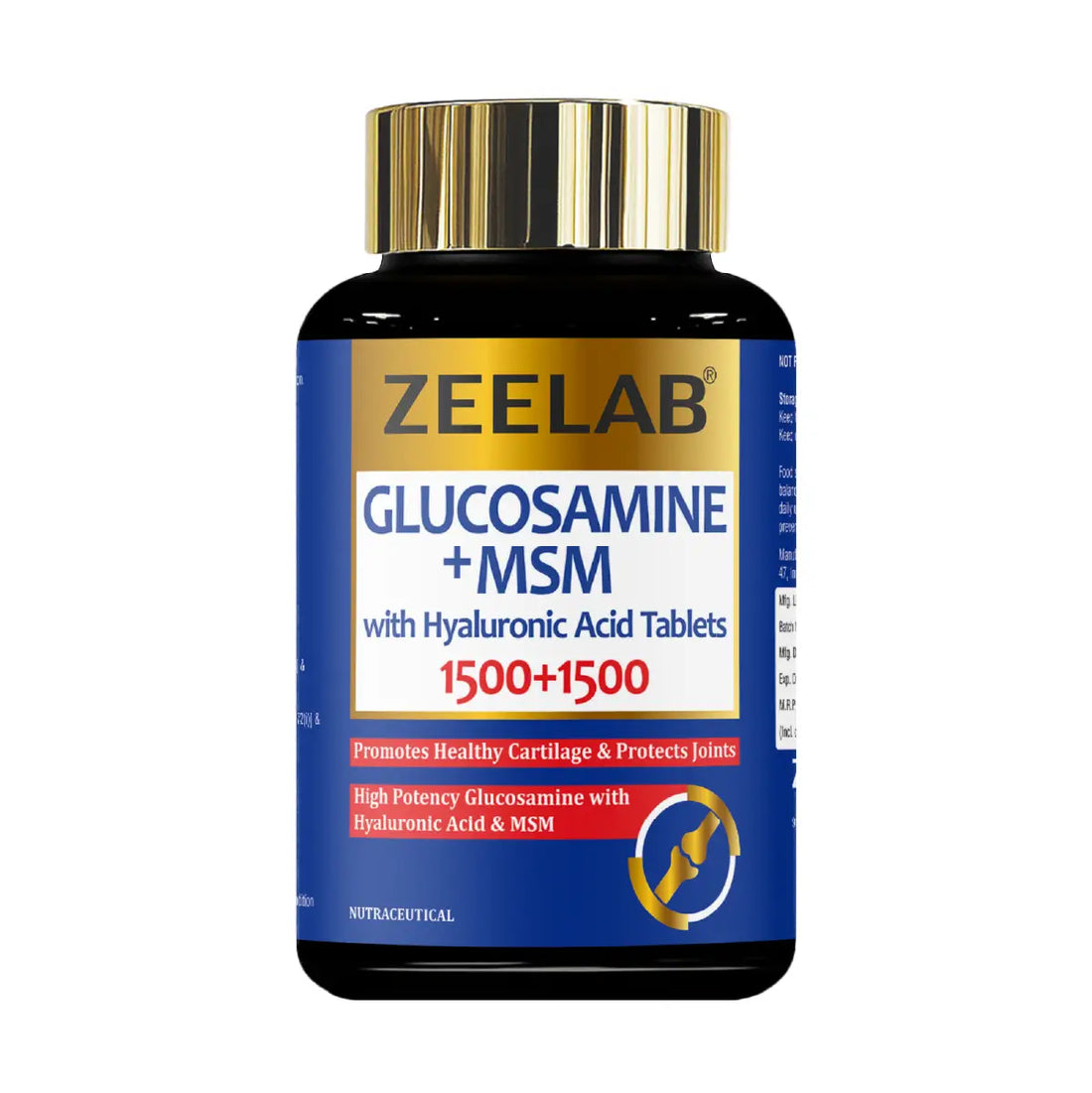 ZEELAB Glucosamine + MSM with Hyaluronic Acid Tablets | Joint Support Supplement for Cartilage, Mobility & Flexibility