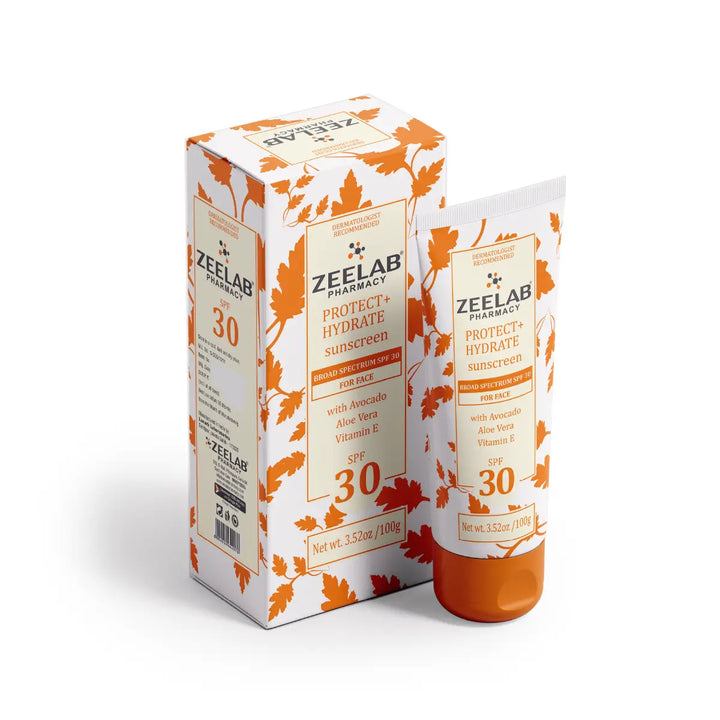 ZEELAB Sunscreen Lotion Protect + Hydrate SPF 60 & 30 | Broad Spectrum UVA/UVB Protection with Hydrating Formula | 100g