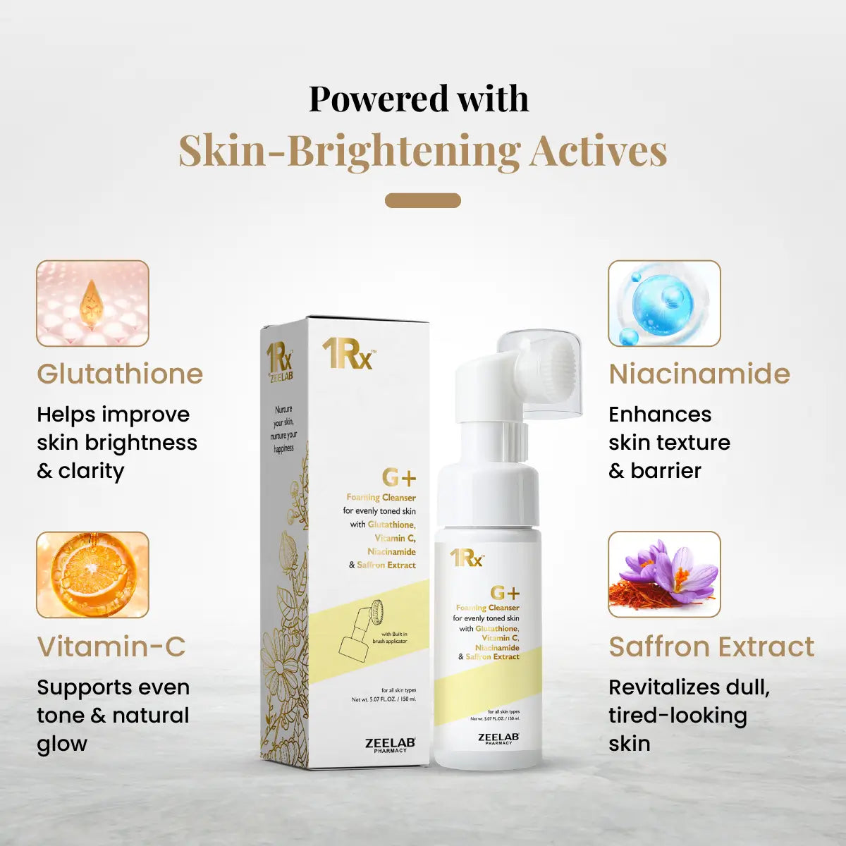 ZEELAB 1Rx G+ Foaming Cleanser with Glutathione + Vitamin C + Niacinam –  JAN SWASTHYA VITRAN