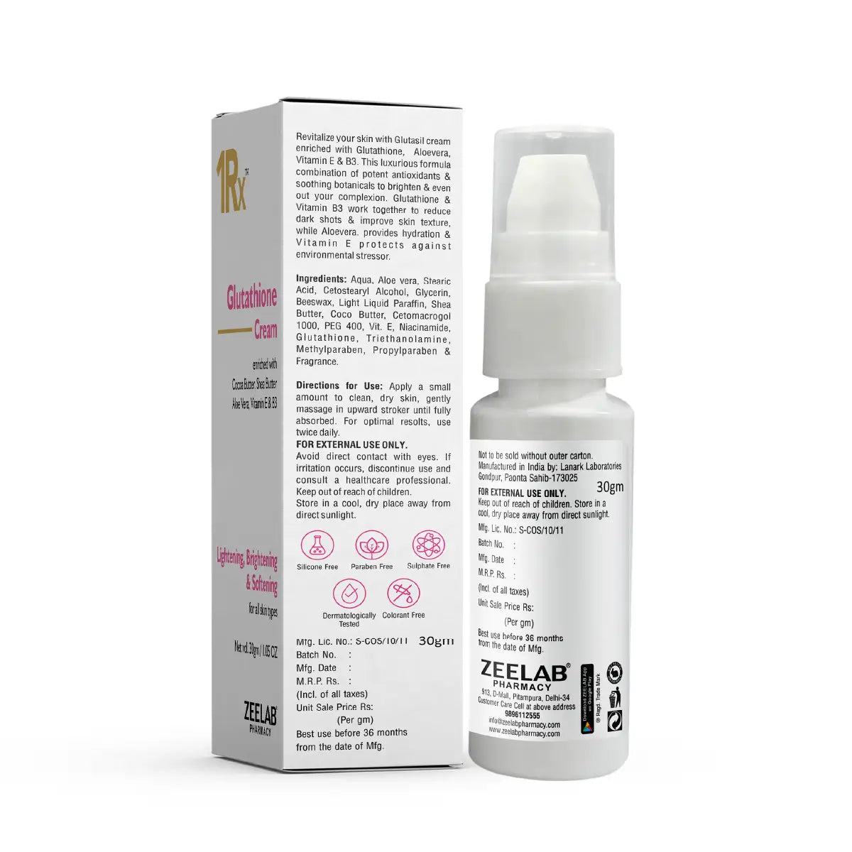 1RX Glutathione Cream (30gm) JAN SWASTHYA VITRAN 1RX Glutathione Cream (30gm) JAN SWASTHYA VITRAN
