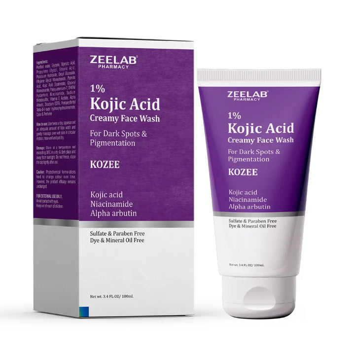 ZEELAB Kozee Kojic Acid 1% Face Wash | Niacinamide, Alpha Arbutin & Vitamin E | Skin Brightening & Anti-Pigmentation | 100ml