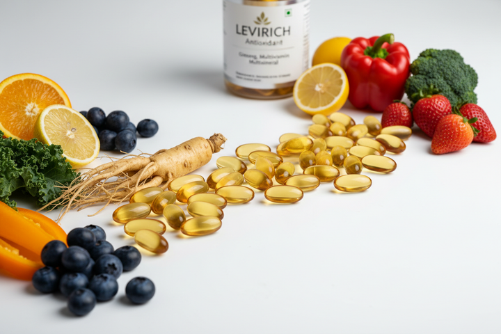 LEVIRICH Antioxidant with Ginseng, Multivitamin & Multimineral Soft Gelatin Capsules