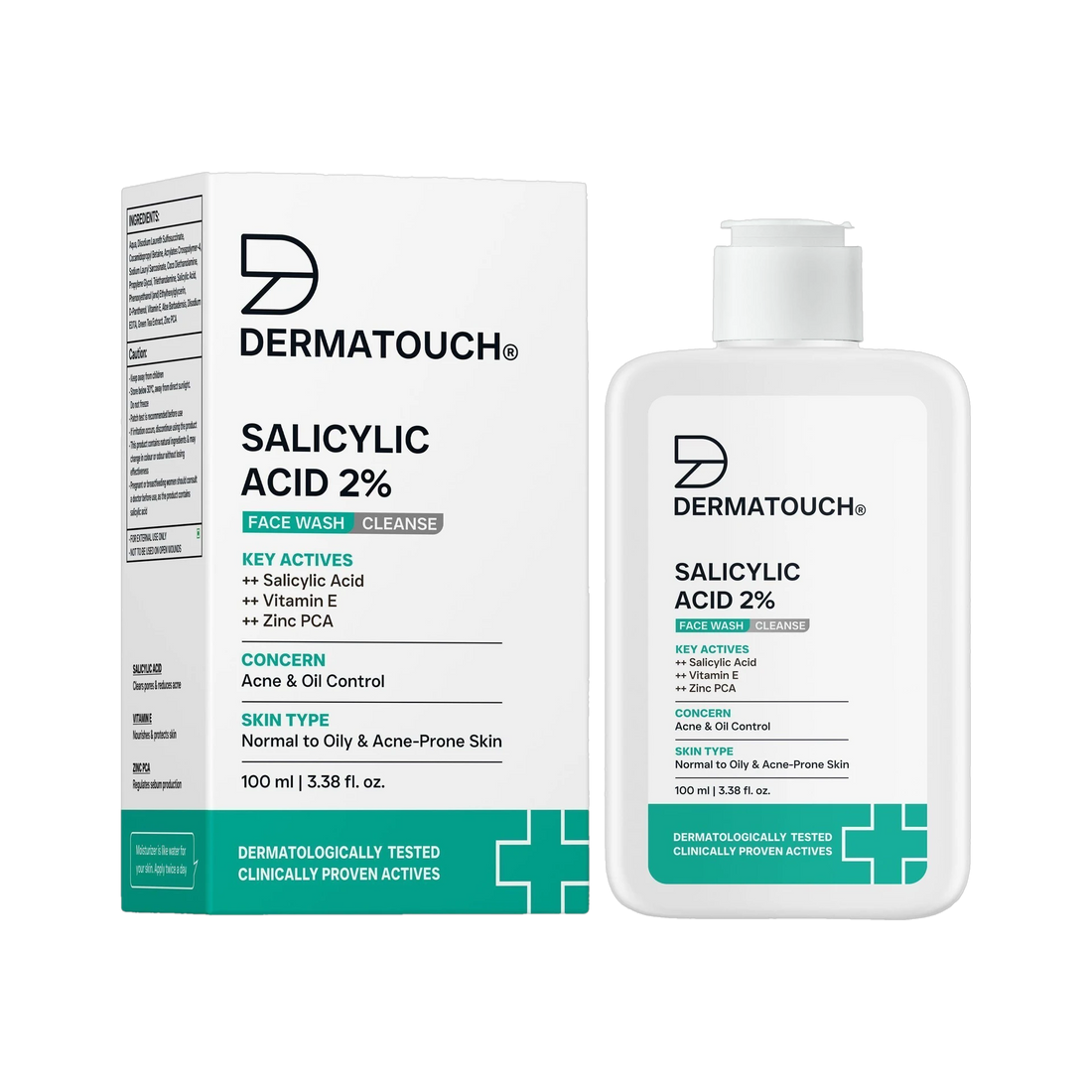 DERMATOUCH Salicylic Acid 2% Face Wash | Acne & Oil Control Cleanser for Oily & Acne-Prone Skin | 100ml