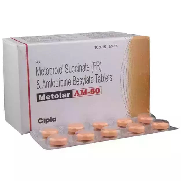 Metoprolol 50mg (Prolonged release) and Amlodipine Besilate 5mg Tablets IP