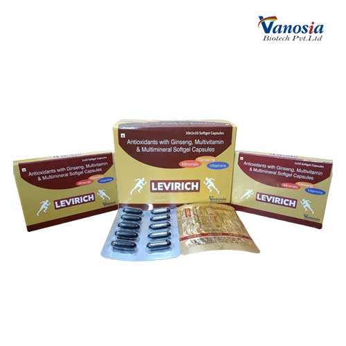LEVIRICH Antioxidant with Ginseng, Multivitamin & Multimineral Soft Gelatin Capsules