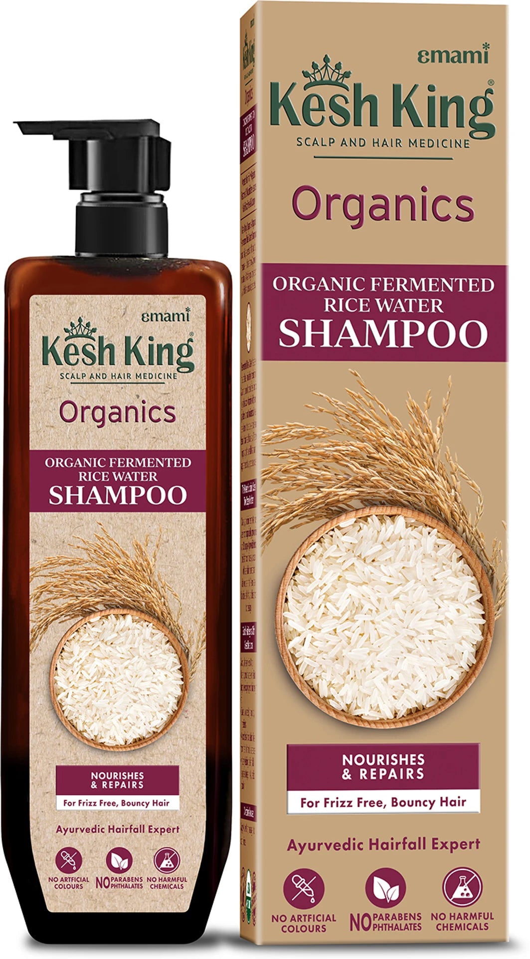 Kesh King Organics Anti Frizz Shampoo with Fermented Rice Water | For Dry &amp; Frizzy Hair | 300ml