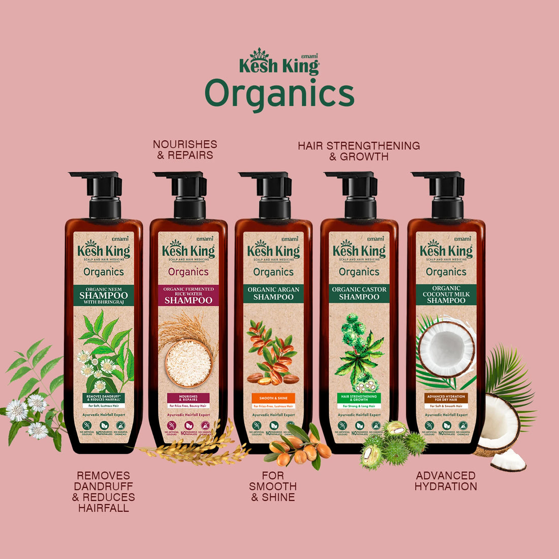 Kesh King Organics Anti Frizz Shampoo with Fermented Rice Water | For Dry &amp; Frizzy Hair | 300ml