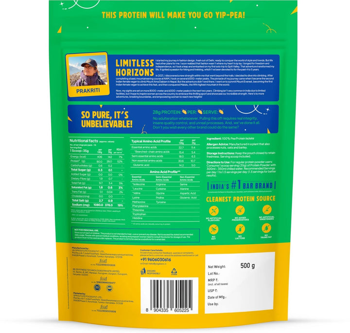 Yogabar Plant Protein Unflavoured | 28g per scoop | Clean protein Plant-Based Protein