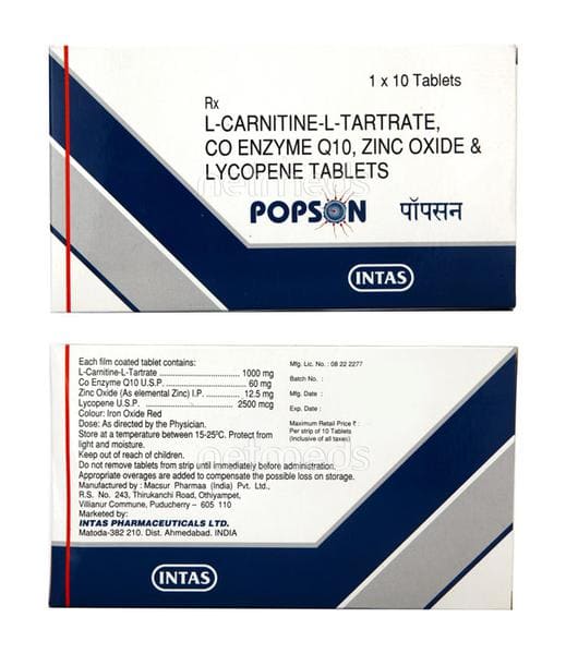 L-Carnitine-L-Tartrate 1000Mg, Co-Enzyme Q10 60Mg, Zinc Oxide (As Elem   JAN SWASTHYA VITRAN