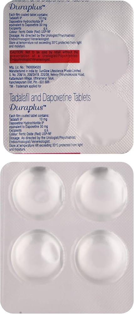 Tadalafil 10 mg & Dapoxetine 30 mg Tablets