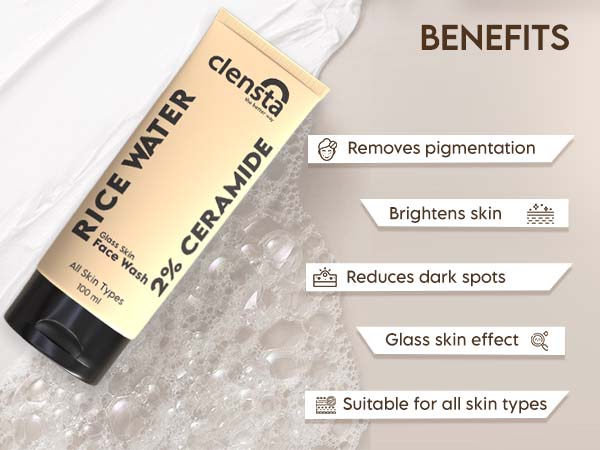 Clensta Rice Water Face Wash 2% Ceramide for Glass Skin| 100ml
