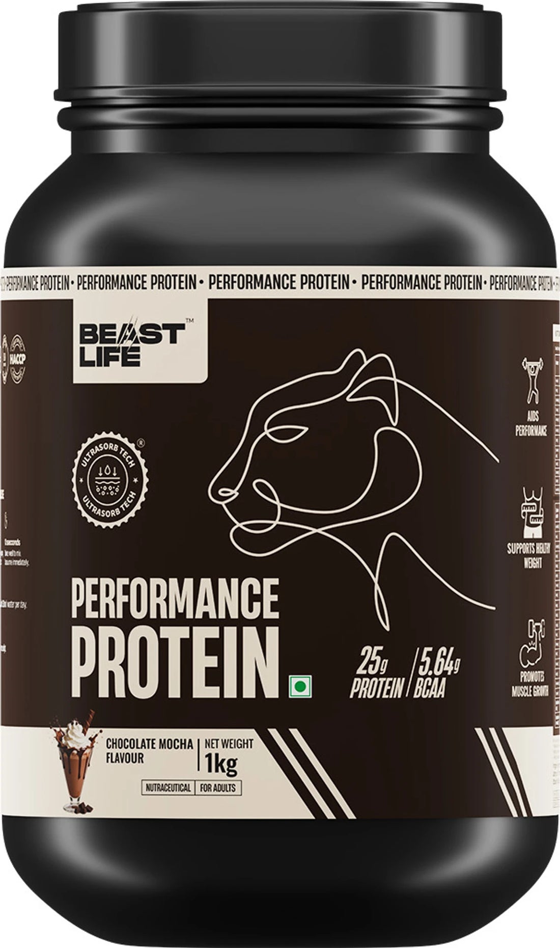 BeastLife Performance Protein Powder | Chocolate Flavor | 1kg & 2kg | 25g Protein & 5.64g BCAA Per Serving | Zero Added Sugar | Whey Protein Supplement | Special Offer ₹1499 & ₹2950