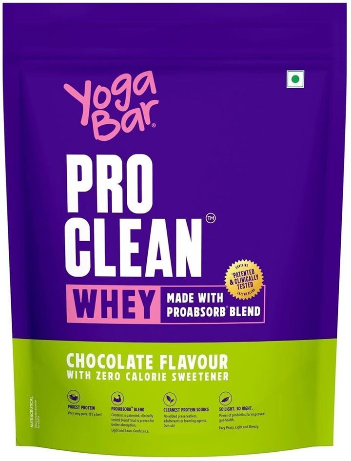 Yogabar Pro Clean Whey Protein 1kg – Chocolate with 0 Calorie Sweetener + Free Creatine 100g (Unflavoured Monohydrate)