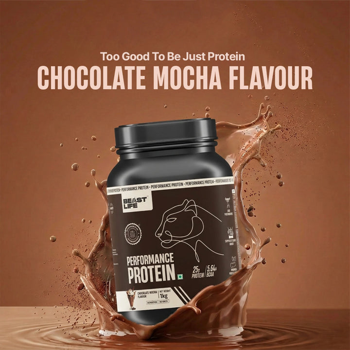 BeastLife Performance Protein Powder | Chocolate Flavor | 1kg & 2kg | 25g Protein & 5.64g BCAA Per Serving | Zero Added Sugar | Whey Protein Supplement