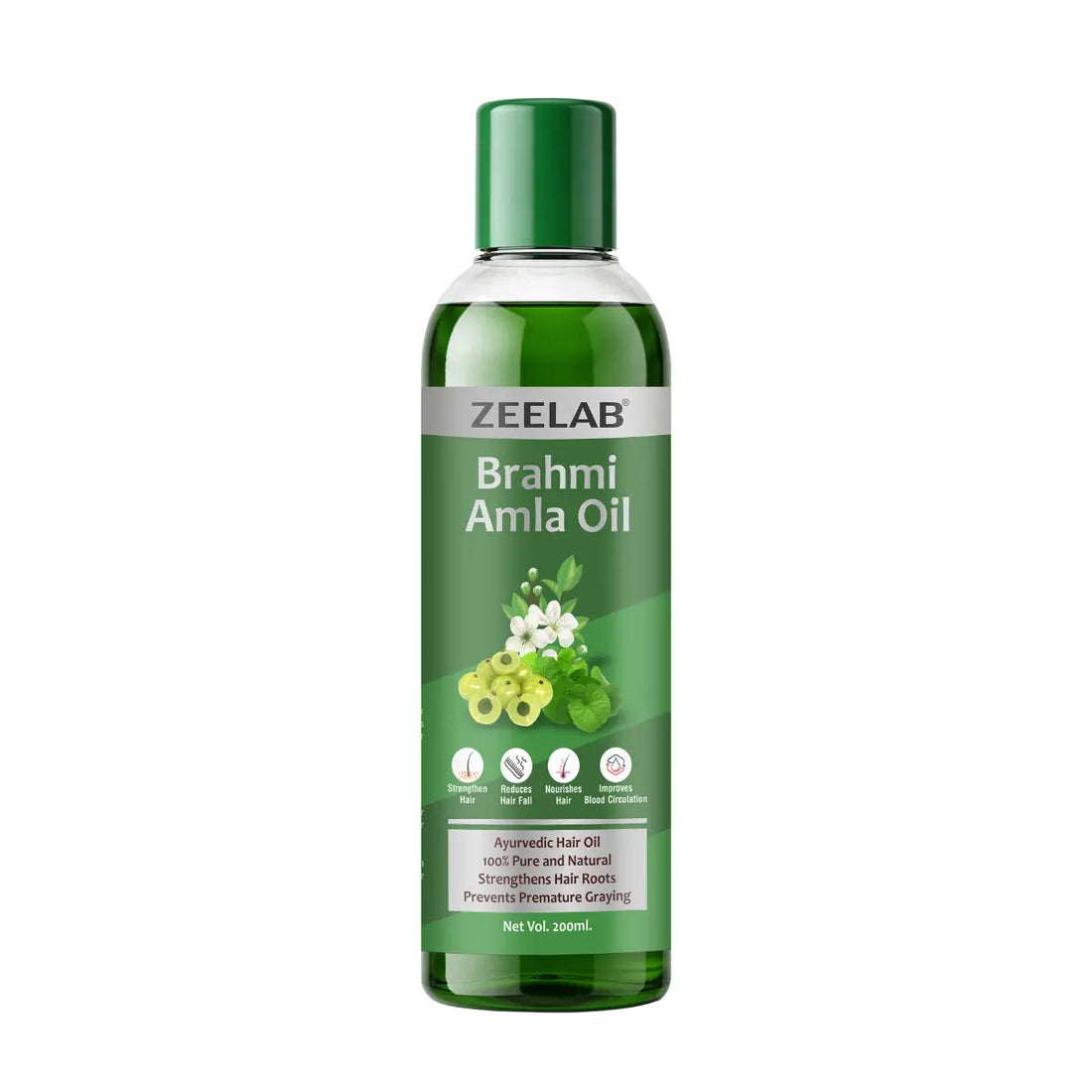 ZEELAB Brahmi Amla Hair Oil | Ayurvedic Hair Oil for Hair Growth, Hair Fall Control & Scalp Nourishment | 200ml